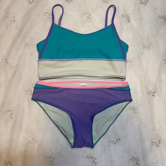 Ivviva by Lululemon Two Piece Colorblock Bikini Set Size 12 - Picture 1 of 3
